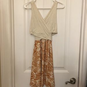 Anthropologie Amadi Lola dress in cream & orange.
